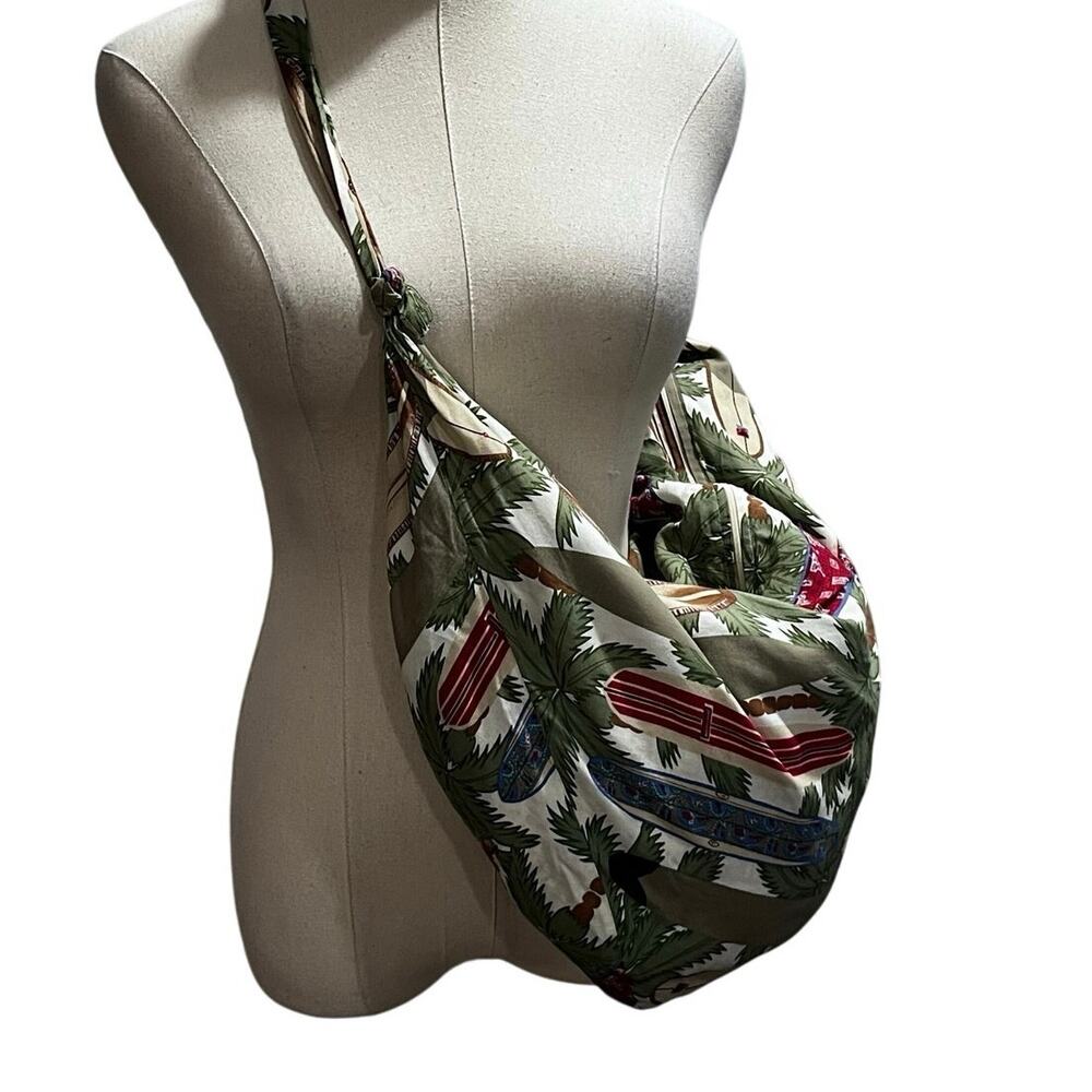 Reyn Spooner Hawaiian Rayon Green Palm Trees‎ Multicolor Surfboards Hobo Bag
